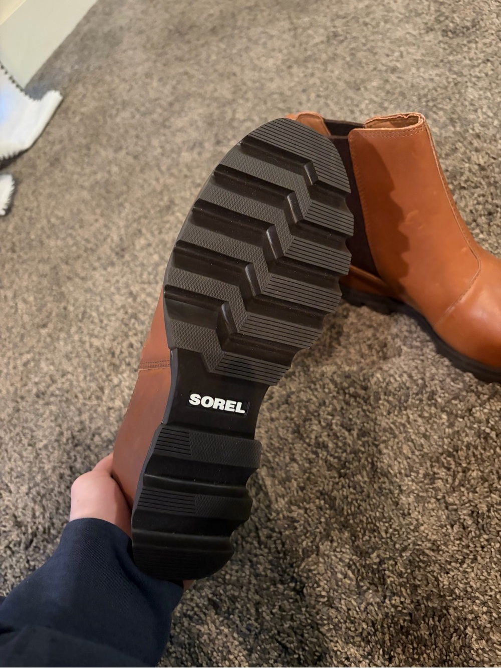 Sorel Tan Leather Chelsea Wedge Heeled Boots - Picture 2 of 4